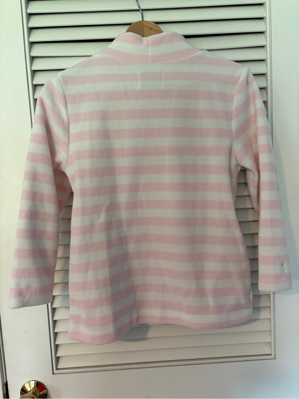 Dudley Stephens Pink and White Striped Kids Fleece Sweater - Picture 3 of 3